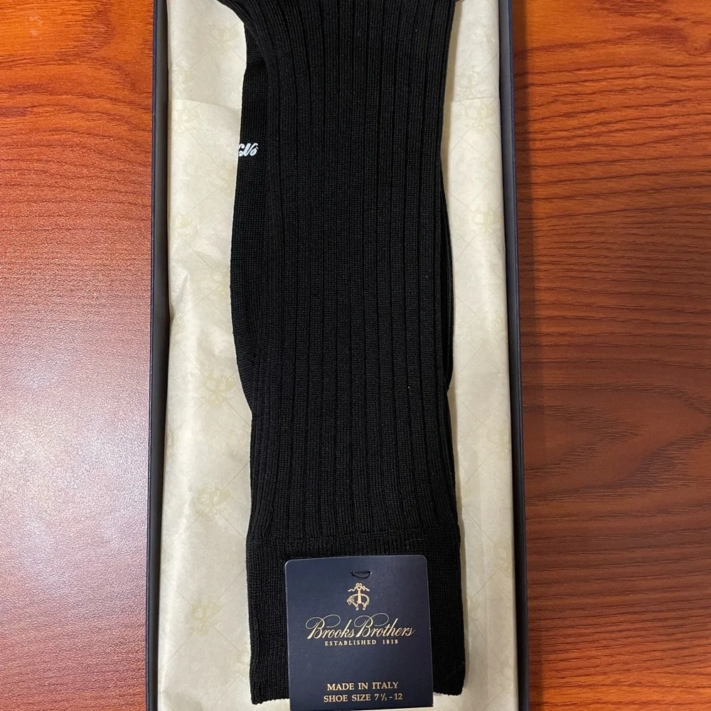 Brooks Brothers Black Crew Socks - Picture 1 of 4